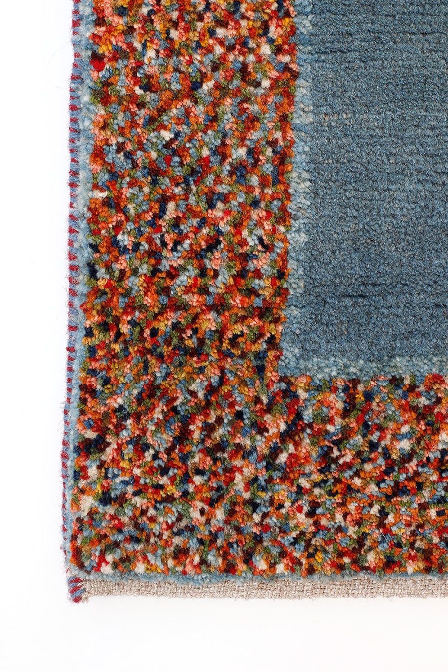 Blue Multi Coloured Qashqai Gabbeh fringe