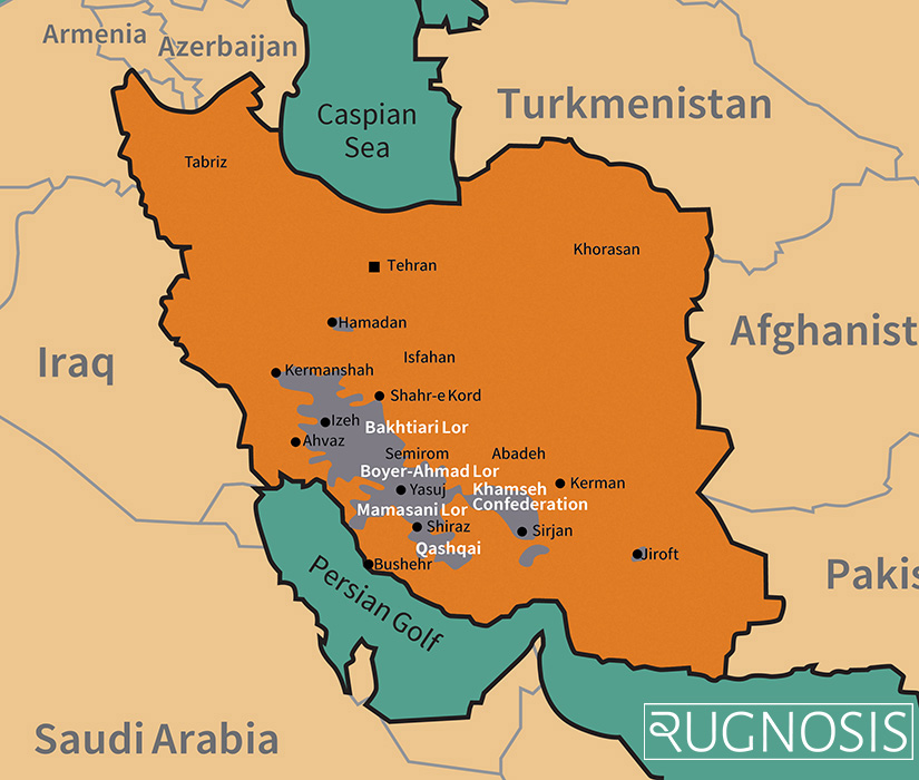Iranian nomadic tribes Map showing the region of Iranian nomadic tribes